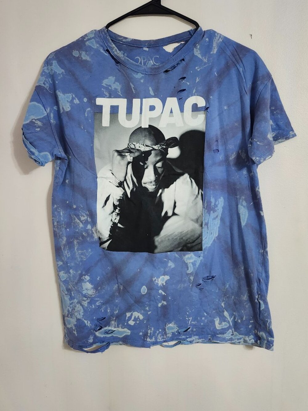 Bleached and distressed Tupac Shakur shirt size XS